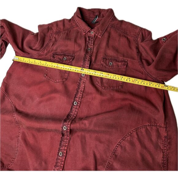 Stella Carakasi Washed Indigo Tunic Port Red Button Up XL Tencel - Picture 9 of 9
